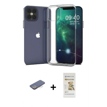 MARSİLYAN™- iPhone 12 Pro Max Kılıf Zirve Doku - Siyah Mat Seramik Nano Ekran Koruyucu + Renkli Kamera Lens Koruma Cam - MI