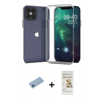 MARSİLYAN™- iPhone 12 Pro Max Kılıf Zirve Doku - Siyah Mat Seramik Nano Ekran Koruyucu + Shine Kamera Lens Koruma Cam - MI