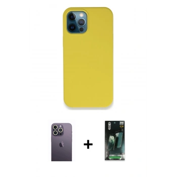 MARSİLYAN™- iPhone 12 Pro Max Kılıf Zirve Modern Özel Seri - Şeffaf 360 Full Body Arka Koruyucu + Neon Fosforlu Kamera Lens - BZ