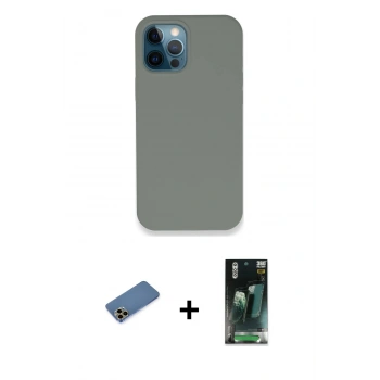 MARSİLYAN™- iPhone 12 Pro Max Kılıf Zirve Modern Özel Seri - Şeffaf 360 Full Body Arka Koruyucu + Shine Kamera Lens Koruma Cam - GD