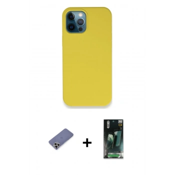 MARSİLYAN™- iPhone 12 Pro Max Kılıf Zirve Modern Özel Seri - Şeffaf 360 Full Body Arka Koruyucu + Metal Kamera Lens Koruma Cam - GD