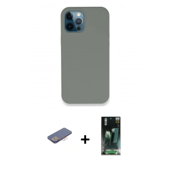 MARSİLYAN™- iPhone 12 Pro Max Kılıf Zirve Modern Özel Seri - Şeffaf 360 Full Body Arka Koruyucu + Renkli Kamera Lens Koruma Cam - PE