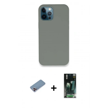 MARSİLYAN™- iPhone 12 Pro Max Kılıf Zirve Modern Özel Seri - Şeffaf 360 Full Body Arka Koruyucu + Shine Kamera Lens Koruma Cam - PE