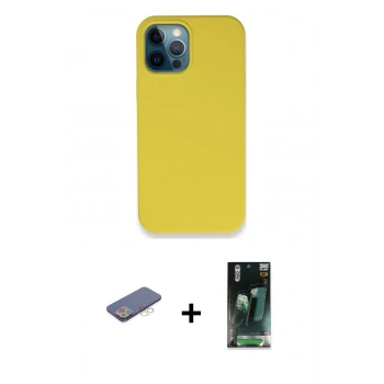 MARSİLYAN™- iPhone 12 Pro Max Kılıf Zirve Modern Özel Seri - Şeffaf 360 Full Body Arka Koruyucu + Renkli Kamera Lens Koruma Cam - MI