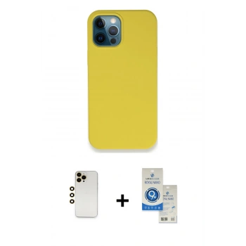 MARSİLYAN™- iPhone 12 Pro Max Kılıf Zirve Modern Özel Seri - Şeffaf Royal Nano Ekran Koruyucu + Shine Kamera Lens - GD