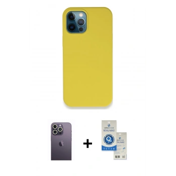 MARSİLYAN™- iPhone 12 Pro Max Kılıf Zirve Modern Özel Seri - Şeffaf Royal Nano Ekran Koruyucu + Neon Fosforlu Kamera Lens - BZ