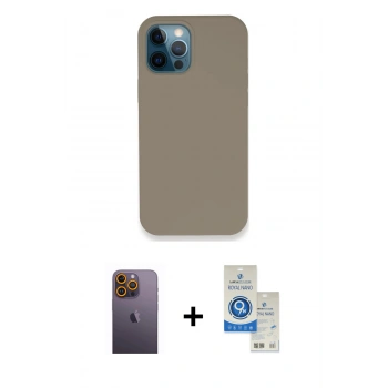 MARSİLYAN™- iPhone 12 Pro Max Kılıf Zirve Modern Özel Seri - Şeffaf Royal Nano Ekran Koruyucu + Neon Fosforlu Kamera Lens - SI
