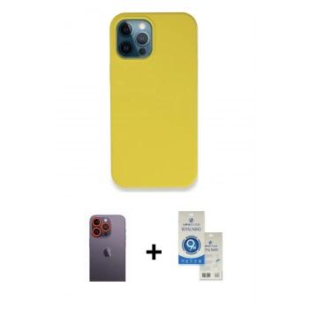 MARSİLYAN™- iPhone 12 Pro Max Kılıf Zirve Modern Özel Seri - Şeffaf Royal Nano Ekran Koruyucu + Neon Fosforlu Kamera Lens - TU
