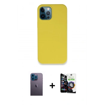 MARSİLYAN™- iPhone 12 Pro Max Kılıf Zirve Modern Özel Seri - Şeffaf Temperli Cam Ekran Koruyucu + Neon Fosforlu Kamera Lens - MI