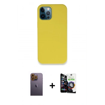 MARSİLYAN™- iPhone 12 Pro Max Kılıf Zirve Modern Özel Seri - Şeffaf Temperli Cam Ekran Koruyucu + Neon Fosforlu Kamera Lens - SI