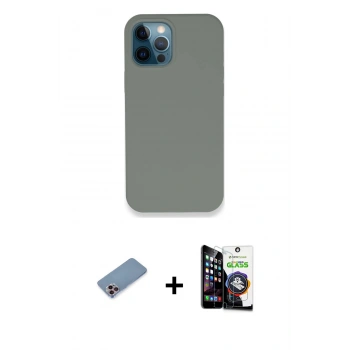 MARSİLYAN™- iPhone 12 Pro Max Kılıf Zirve Modern Özel Seri - Şeffaf Temperli Cam Ekran Koruyucu + Shine Kamera Lens Koruma Cam - PE