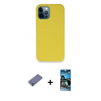 MARSİLYAN™- iPhone 12 Pro Max Kılıf Zirve Modern Özel Seri - Siyah 34D Izgaralı Cam + Metal Kamera Lens Koruma Cam - GD