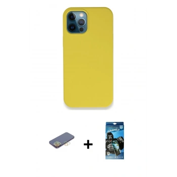MARSİLYAN™- iPhone 12 Pro Max Kılıf Zirve Modern Özel Seri - Siyah 34D Izgaralı Cam + Renkli Kamera Lens Koruma Cam - SI