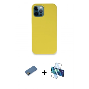 MARSİLYAN™- iPhone 12 Pro Max Kılıf Zirve Modern Özel Seri - Siyah 3D Antistatik Cam Ekran Koruyucu + Shine Kamera Lens Koruma Cam - GD
