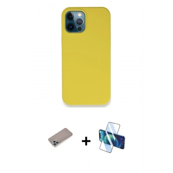 MARSİLYAN™- iPhone 12 Pro Max Kılıf Zirve Modern Özel Seri - Siyah 3D Antistatik Seramik Nano Ekran Koruyucu + Shine Kamera Lens Koruma Cam - SABE