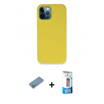 MARSİLYAN™- iPhone 12 Pro Max Kılıf Zirve Modern Özel Seri - Siyah 5D Eko Cam Ekran Koruyucu + Shine Kamera Lens Koruma Cam - GS
