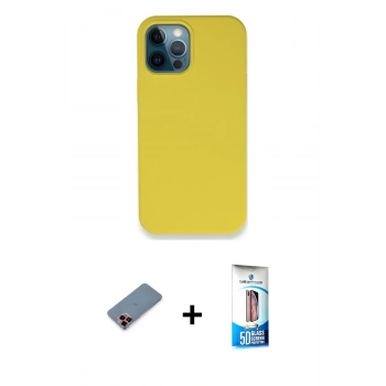 MARSİLYAN™- iPhone 12 Pro Max Kılıf Zirve Modern Özel Seri - Siyah 5D Eko Cam Ekran Koruyucu + Metal Kamera Lens Koruma Cam - KI