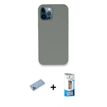 MARSİLYAN™- iPhone 12 Pro Max Kılıf Zirve Modern Özel Seri - Siyah 5D Eko Cam Ekran Koruyucu + Shine Kamera Lens Koruma Cam - MI