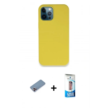 MARSİLYAN™- iPhone 12 Pro Max Kılıf Zirve Modern Özel Seri - Siyah 5D Eko Cam Ekran Koruyucu + Shine Kamera Lens Koruma Cam - PE