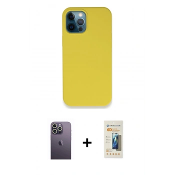 MARSİLYAN™- iPhone 12 Pro Max Kılıf Zirve Modern Özel Seri - Siyah 6D Mat Seramik Hayalet Nano Ekran Koruyucu + Neon Fosforlu Kamera Lens - BZ