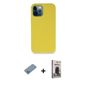 MARSİLYAN™- iPhone 12 Pro Max Kılıf Zirve Modern Özel Seri - Siyah Bilvis Hayalet Cam Ekran Koruyucu + Shine Kamera Lens Koruma Cam - GI