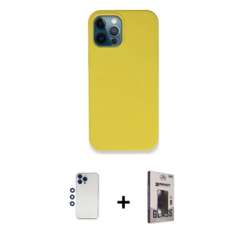 MARSİLYAN™- iPhone 12 Pro Max Kılıf Zirve Modern Özel Seri - Siyah Bilvis Hayalet Cam Ekran Koruyucu + Shine Kamera Lens - LT
