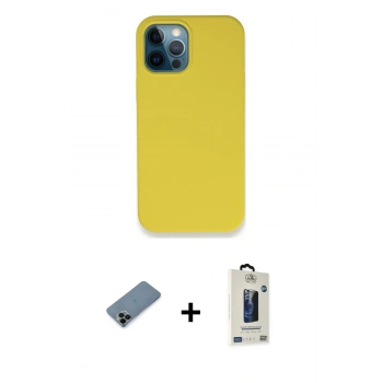 MARSİLYAN™- iPhone 12 Pro Max Kılıf Zirve Modern Özel Seri - Siyah Bilvis Hayalet Cam Ekran Koruyucu + Shine Kamera Lens Koruma Cam - SH