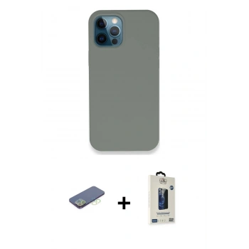 MARSİLYAN™- iPhone 12 Pro Max Kılıf Zirve Modern Özel Seri - Siyah Bilvis Hayalet Cam Ekran Koruyucu + Renkli Kamera Lens Koruma Cam - YL