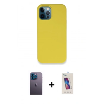 MARSİLYAN™- iPhone 12 Pro Max Kılıf Zirve Modern Özel Seri - Siyah Joko 5D Cam + Neon Fosforlu Kamera Lens - MI