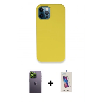 MARSİLYAN™- iPhone 12 Pro Max Kılıf Zirve Modern Özel Seri - Siyah Joko 5D Cam + Neon Fosforlu Kamera Lens - YL