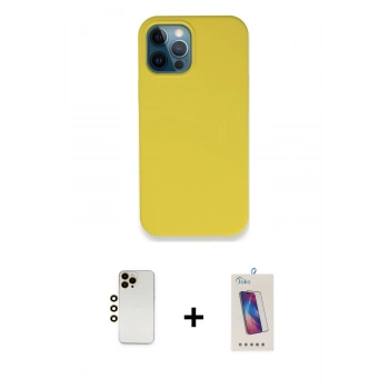 MARSİLYAN™- iPhone 12 Pro Max Kılıf Zirve Modern Özel Seri - Siyah Joko 5D Cam + Shine Kamera Lens - GD