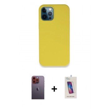 MARSİLYAN™- iPhone 12 Pro Max Kılıf Zirve Modern Özel Seri - Siyah Joko 5D Cam + Neon Fosforlu Kamera Lens - TU