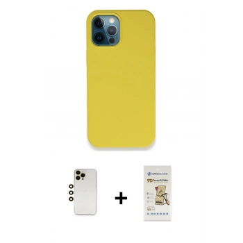 MARSİLYAN™- iPhone 12 Pro Max Kılıf Zirve Modern Özel Seri - Siyah Mat Seramik Nano Ekran Koruyucu + Shine Kamera Lens - GD