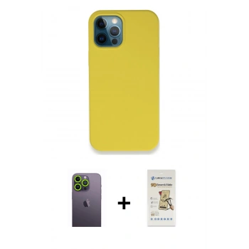 MARSİLYAN™- iPhone 12 Pro Max Kılıf Zirve Modern Özel Seri - Siyah Mat Seramik Nano Ekran Koruyucu + Neon Fosforlu Kamera Lens - YL