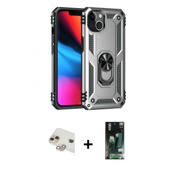 MARSİLYAN™- iPhone 13 Kılıf Ahenk Klasik Koleksiyonu - Şeffaf 360 Full Body Arka Koruyucu + Pers Alüminyum Kamera Lens - GD