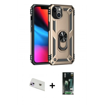 MARSİLYAN™- iPhone 13 Kılıf Ahenk Klasik Koleksiyonu - Şeffaf 360 Full Body Arka Koruyucu + Rainbow Kamera Lens Koruma Cam - MR