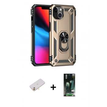 MARSİLYAN™- iPhone 13 Kılıf Ahenk Klasik Koleksiyonu - Şeffaf 360 Full Body Arka Koruyucu + Renkli Kamera Lens Koruma Cam - TU