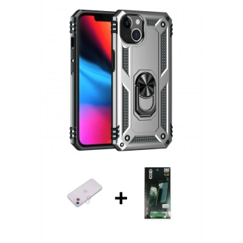 MARSİLYAN™- iPhone 13 Kılıf Ahenk Klasik Koleksiyonu - Şeffaf 360 Full Body Arka Koruyucu + Renkli Kamera Lens Koruma Cam - PE