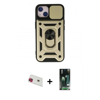 MARSİLYAN™- iPhone 13 Kılıf Ahenk Klasik - Şeffaf 360 Full Body Arka Koruyucu + Rainbow Kamera Lens Koruma Cam - KI