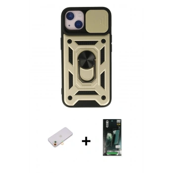 MARSİLYAN™- iPhone 13 Kılıf Ahenk Klasik - Şeffaf 360 Full Body Arka Koruyucu + Renkli Kamera Lens Koruma Cam - TU