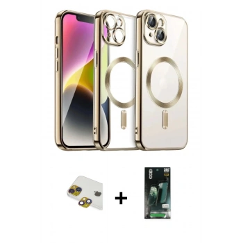 MARSİLYAN™- iPhone 13 Kılıf Nova Işık Özel Seri - Şeffaf 360 Full Body Arka Koruyucu + Pers Alüminyum Kamera Lens - GI