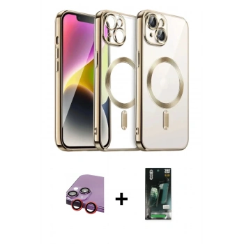 MARSİLYAN™- iPhone 13 Kılıf Nova Işık Özel Seri - Şeffaf 360 Full Body Arka Koruyucu + Raze Metal Kamera Lens - KI