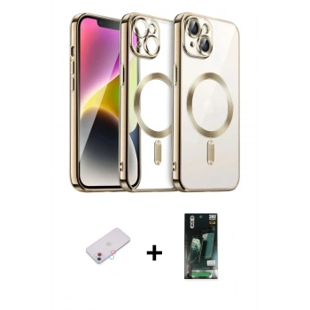 MARSİLYAN™- iPhone 13 Kılıf Nova Işık Özel Seri - Şeffaf 360 Full Body Arka Koruyucu + Renkli Kamera Lens Koruma Cam - PE