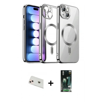 MARSİLYAN™- iPhone 13 Kılıf Nova Işık Özel Seri - Şeffaf 360 Full Body Arka Koruyucu + Rainbow Kamera Lens Koruma Cam - REGD