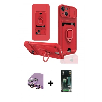 MARSİLYAN™- iPhone 13 Kılıf Vadi Form Prime - Şeffaf 360 Full Body Arka Koruyucu + Raze Metal Kamera Lens - PE