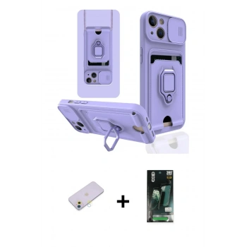 MARSİLYAN™- iPhone 13 Kılıf Vadi Form Prime - Şeffaf 360 Full Body Arka Koruyucu + Renkli Kamera Lens Koruma Cam - SI