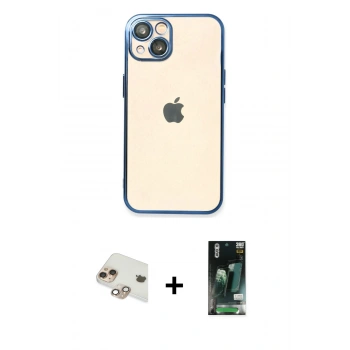 MARSİLYAN™- iPhone 13 Kılıf Vadi Minimal - Şeffaf 360 Full Body Arka Koruyucu + Pers Alüminyum Kamera Lens - GD