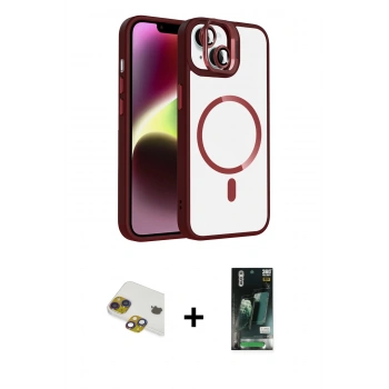 MARSİLYAN™- iPhone 13 Kılıf Yadigar Asil Koleksiyonu - Şeffaf 360 Full Body Arka Koruyucu + Pers Alüminyum Kamera Lens - GI