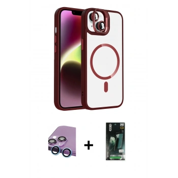 MARSİLYAN™- iPhone 13 Kılıf Yadigar Asil Koleksiyonu - Şeffaf 360 Full Body Arka Koruyucu + Raze Metal Kamera Lens - MI