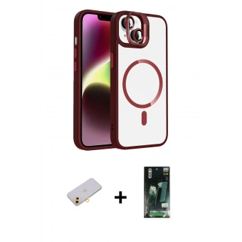 MARSİLYAN™- iPhone 13 Kılıf Yadigar Asil Koleksiyonu - Şeffaf 360 Full Body Arka Koruyucu + Renkli Kamera Lens Koruma Cam - SI